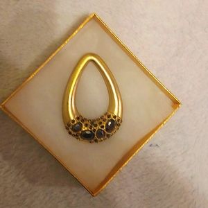 Gold with Black Gems Pendant